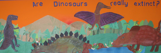 prehistoric animals on display.
