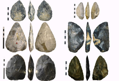 Examples of hand axes used in the study.