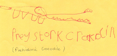Toby draws a crocodile