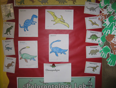 Pupils learn about the shapes and sizes of different prehistoric animals.