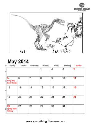 Free dinosaur calendar to download.