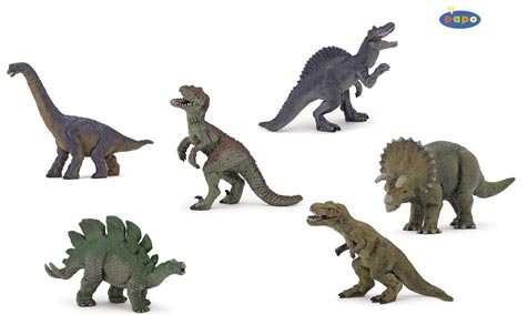 A set of six dinosaur figures from Papo.
