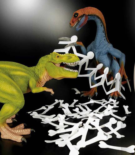 Therizinosaurus and T. rex get creative.