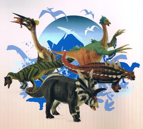 Collecta prehistoric animals feature in montage.
