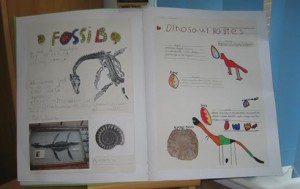 Children write about fossil discoveries.