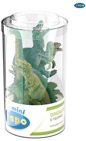 A dinosaur model set that contains six figures.