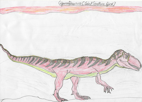 A colourful dinosaur drawing from India.