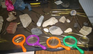 Rocks and fossils to explore.