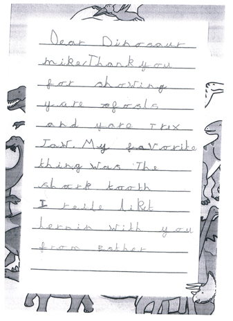 A great thank you letter from Esther.