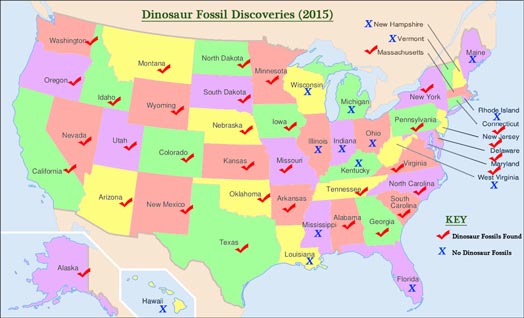 Dinosaur Fossils by U.S.State.