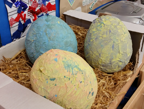 Very colourful "dinosaur eggs".
