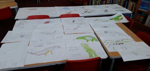 Creating dinosaurs with Year Six.