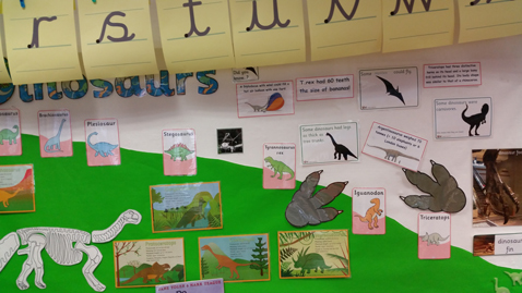 Dinosaur display at school.