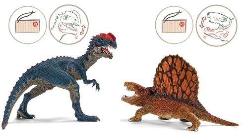Both models have articulated lower jaws and come with an information booklet.