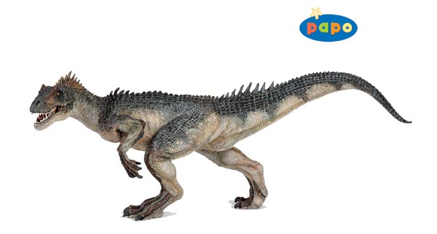 A Papo Allosaurus dinosaur model.