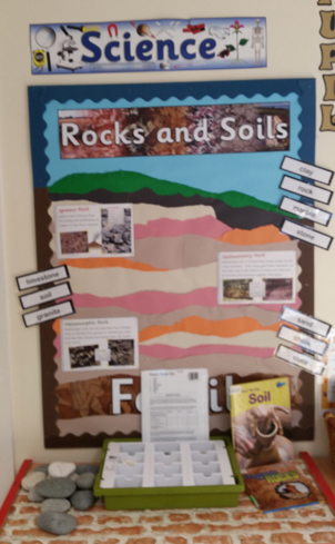 Soil, rocks and fossils - children study fossils