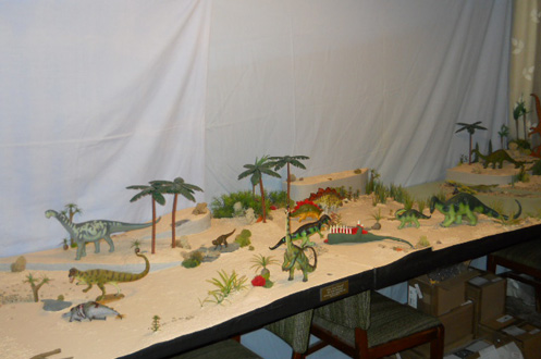 A Late Jurassic dinosaur diorama.