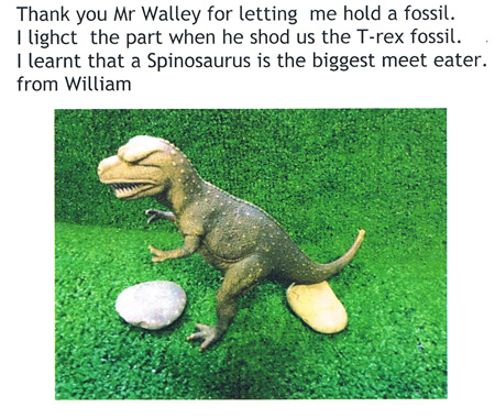 William learnt about meat-eating dinosaurs.