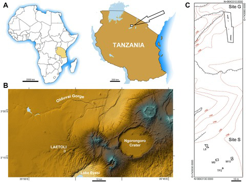 A map of the Laetoli area (Tanzania)
