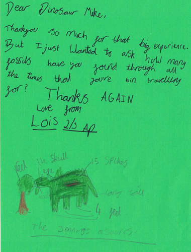Lois (Year 2/3) designs a plant-eating dinosaur.