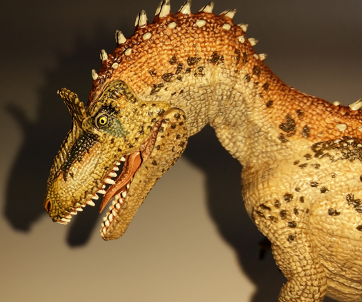 Papo Cryolophosaurus model close up.