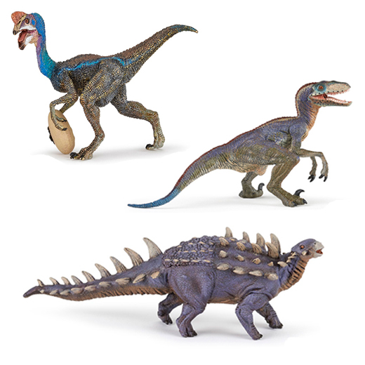 Papo Polacanthus, Papo blue Oviraptor and the Papo blue Velociraptor.
