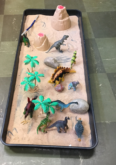 A wonderful dinosaur land created by schoolchildren.