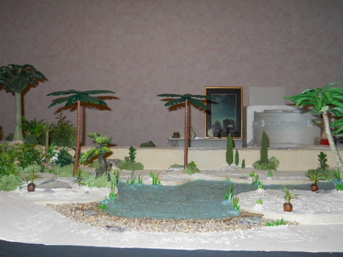 Dinosaur diorama waterhole.