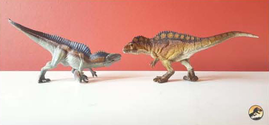 The Papo Acrocanthosaurus compared to the Rebor Acrocanthosaurus.