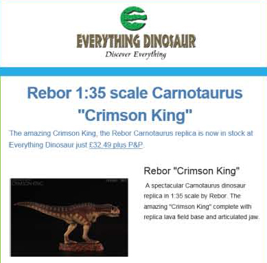 The Rebor "Crimson King" Carnotaurus model.