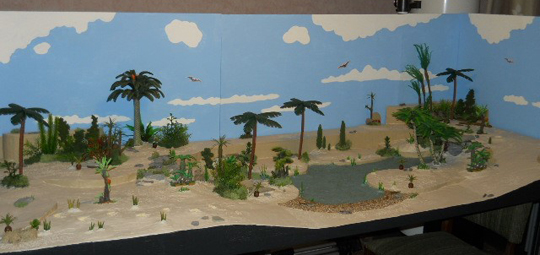 Background painted for dinosaur diorama.