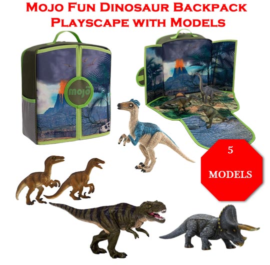 Mojo Fun dinosaurs and backpack.