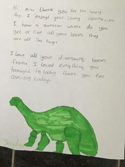 Thank you letter from Jayden.