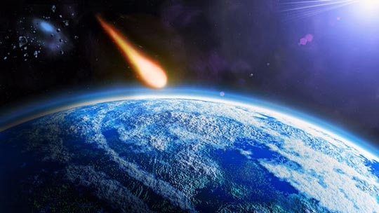 Asteroid strikes the Earth.