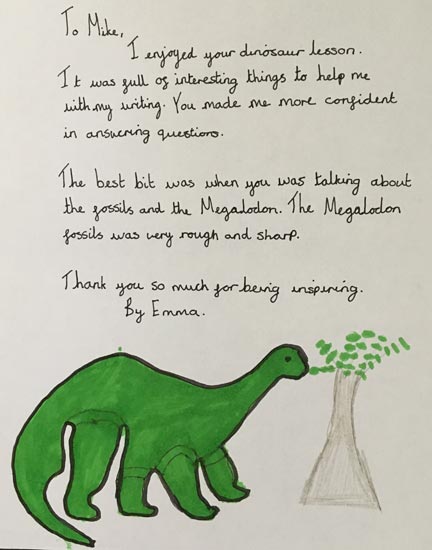 Year 5 and Year 6 children and their letters to Everything Dinosaur