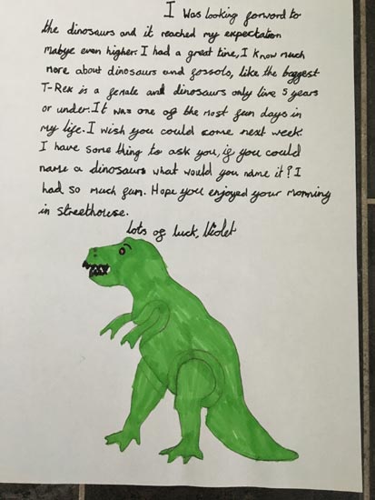 Dinosaur thank you letter.