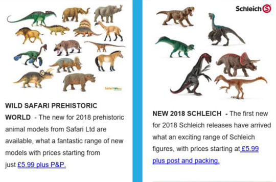 Prehistoric animal models (new for 2018).
