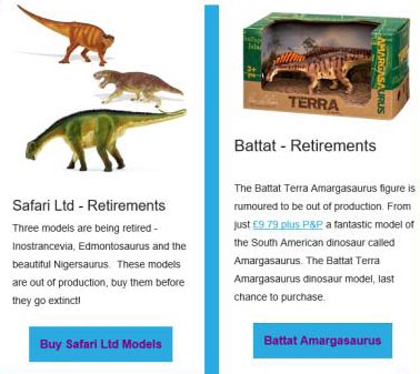 Everything Dinosaur announces model retirements in its May 2018 newsletter.