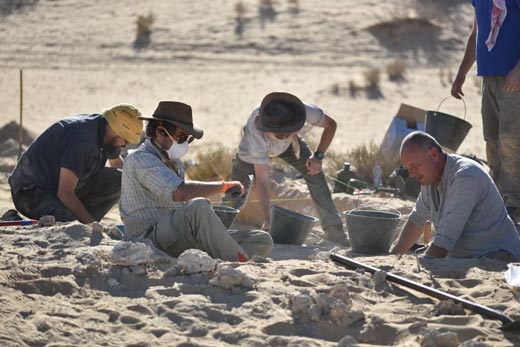 Excavating the ancient lake bed in the Nefud Desert.