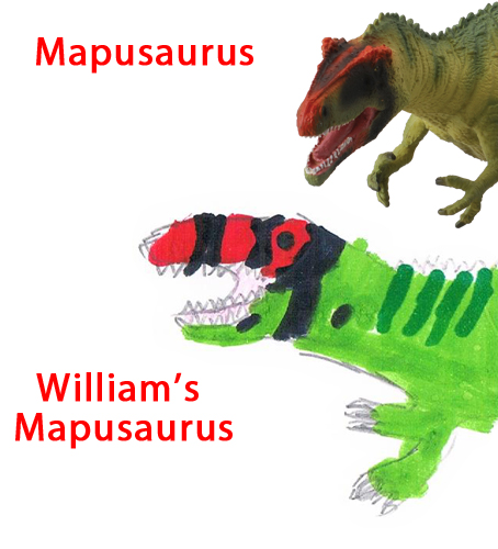 William draws dinosaurs.