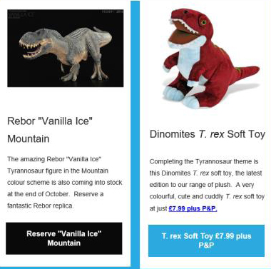 The Rebor "Vanilla Ice" Mountain variant and a soft toy T. rex.