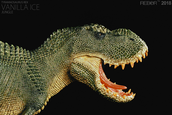 Vanilla Ice T. rex by Rebor "jungle colour scheme", a close view of the head.