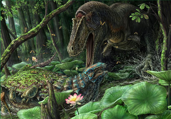 The newly described Tyrannosaur Dynamoterror attacks Invictarx