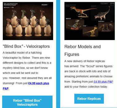 The Everything Dinosaur October newsletter features lots of Rebor models.
