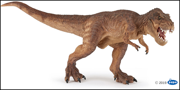 Papo brown running T. rex dinosaur figure.