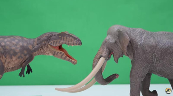 Giganotosaurus from Eofauna compared to the Straight-tusked elephant model.