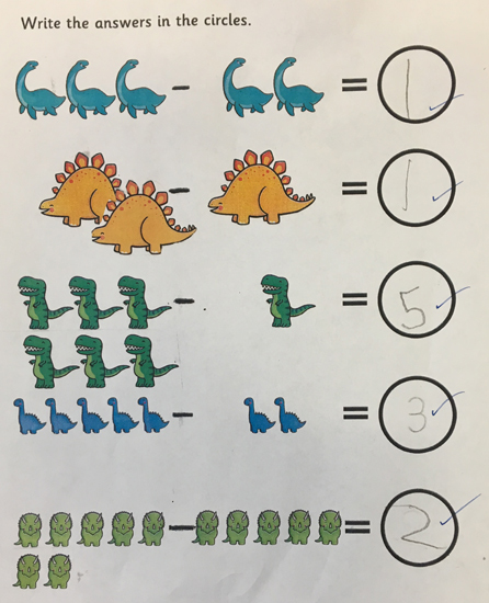 Dinosaurs and fossils help children to become more confident with numbers.