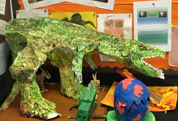 Oasis Academy (Short Heath) Year 5 and their dinosaur themed crafts.