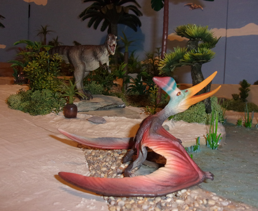 Pteranodon stalked by Albertosaurus.