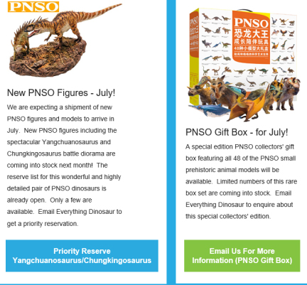 PNSO prehistoric animal models at Everything Dinosaur.
